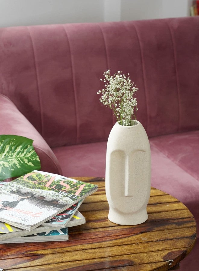 Purezento White Ceramic Table Viso vase |Home Decor |Table Top| Plant Pot for Room Decoration. - Image 1